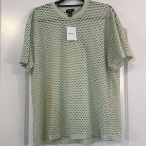 Forever 21 mesh shirt for Men light green chartreuse color size Large
